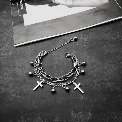 Chain Cross Pendant Bracelet - Image 2