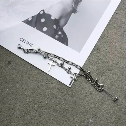 Chain Cross Pendant Bracelet - Image 3