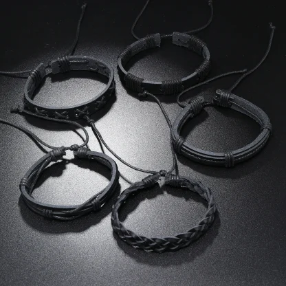 Black Braided Cord Bracelet - Image 4