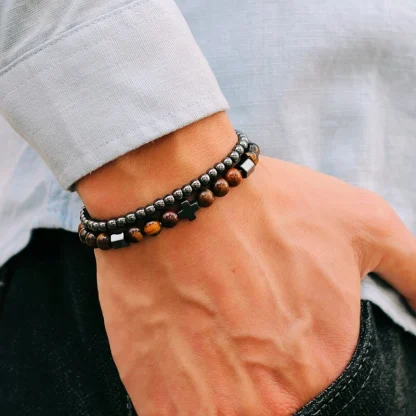 Beaded Cross Men's Bracelets - Image 4