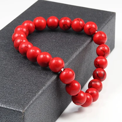 Red Beaded Elastic Bracelet - Image 3