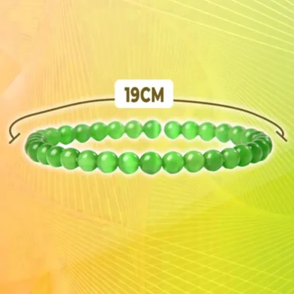 Lucky Green Beaded Elastic Bracelet - Image 3