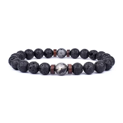 Lava Round Beads Bracelet