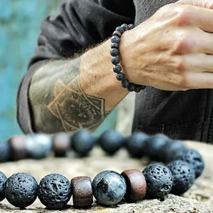 Lava Round Beads Bracelet - Image 2