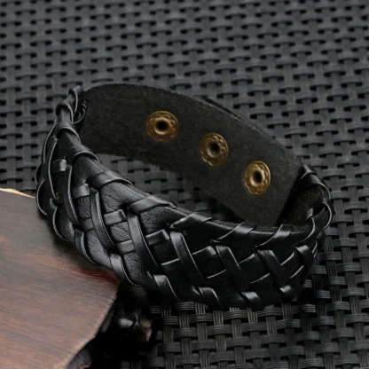 Solid Wide Weave Men's Bracelet - Image 4