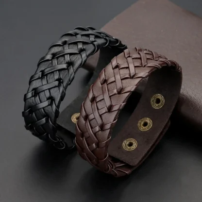 Solid Wide Weave Men's Bracelet - Image 2