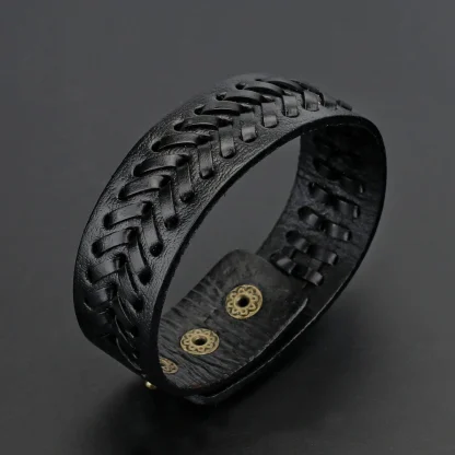 Solid Wide Weave Men's Bracelet - Image 3