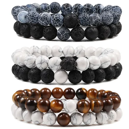 Marble-like Beads Elastic Bracelets