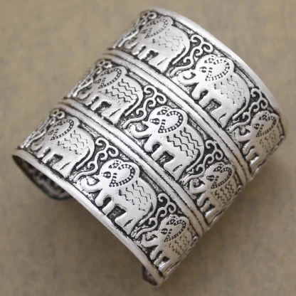 Embossed Wide Cuff Bracelet - Image 6