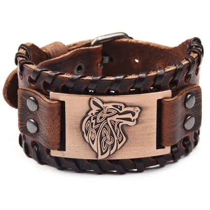 Embossed Wolf Head Bracelet