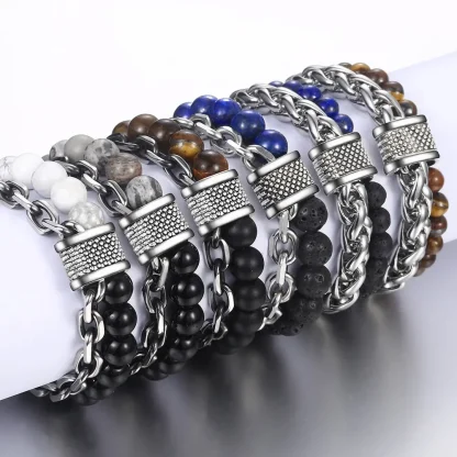 Men's Beaded Chain Bracelets - Image 2