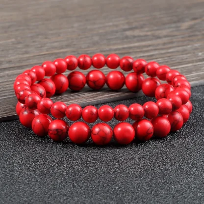 Red Beaded Elastic Bracelet - Image 2
