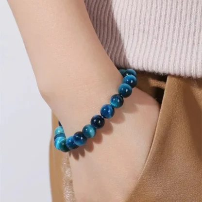 Elastic Blue Beads Bracelet - Image 6