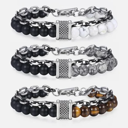Men's Beaded Chain Bracelets - Image 3