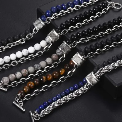 Men's Beaded Chain Bracelets - Image 5