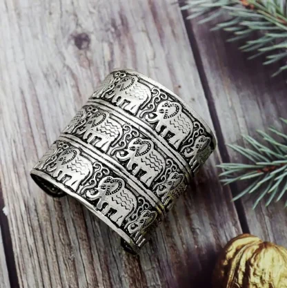 Embossed Wide Cuff Bracelet - Image 3