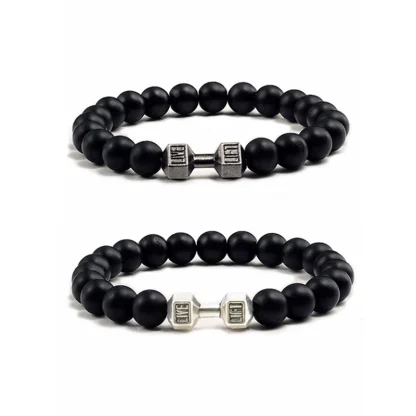 Dumbbell Charm Beaded Bracelet - Image 4