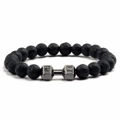 Dumbbell Charm Beaded Bracelet