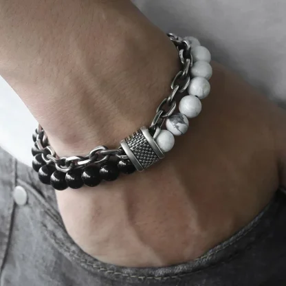 Men's Beaded Chain Bracelets - Image 4