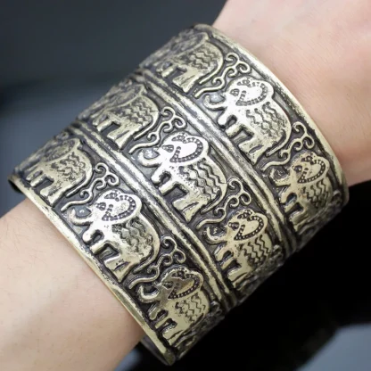 Embossed Wide Cuff Bracelet - Image 2