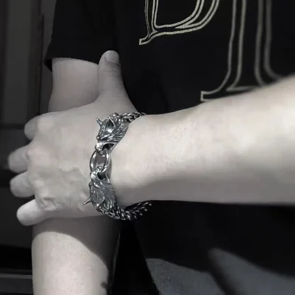 Men's Wolf Head Bracelet - Image 5