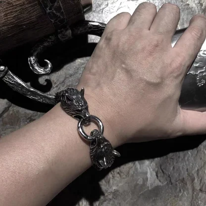 Men's Wolf Head Bracelet - Image 4