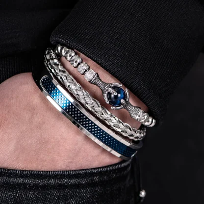 Luxury Men's Bangle Bracelet Set - Image 2