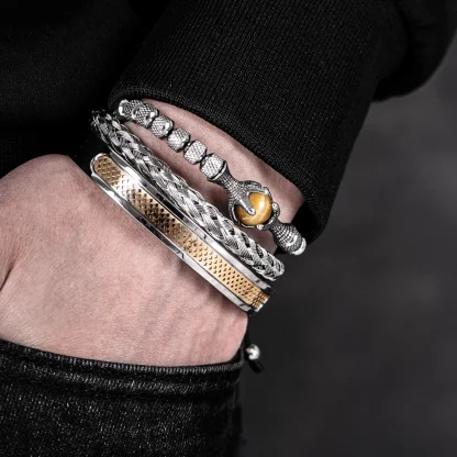 Luxury Men's Bangle Bracelet Set - Image 3