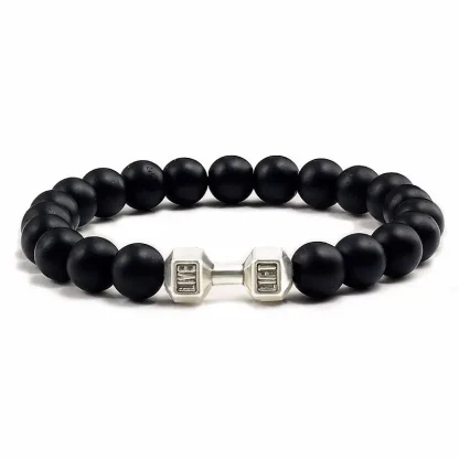 Dumbbell Charm Beaded Bracelet - Image 2
