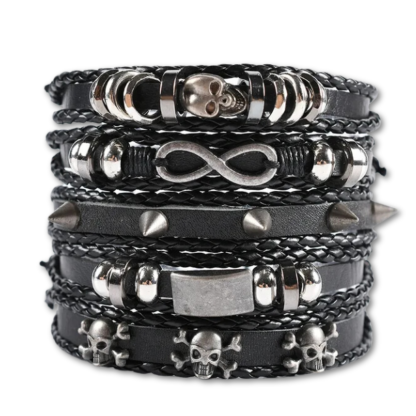 Braided Skull Multi Bracelet