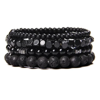 Plain Black Beaded Bracelet