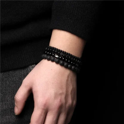 Plain Black Beaded Bracelet - Image 7