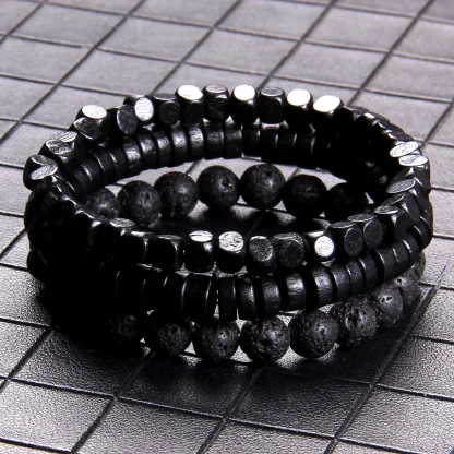 Plain Black Beaded Bracelet - Image 2