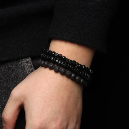 Plain Black Beaded Bracelet - Image 5