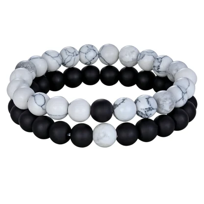 Couple Elastic Beaded Bracelets