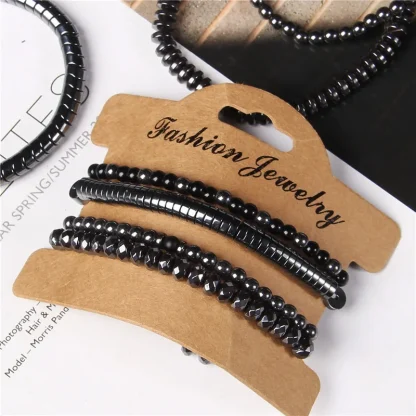 Plain Black Beaded Bracelet - Image 4