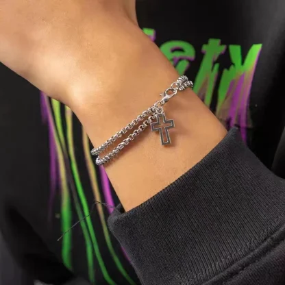 Double Layer Cross Bracelet - Image 6