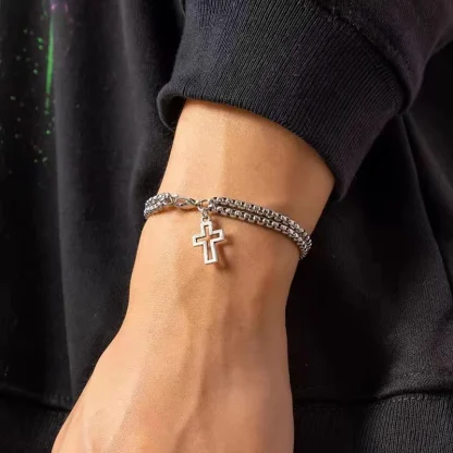 Double Layer Cross Bracelet - Image 5