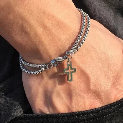 Double Layer Cross Bracelet