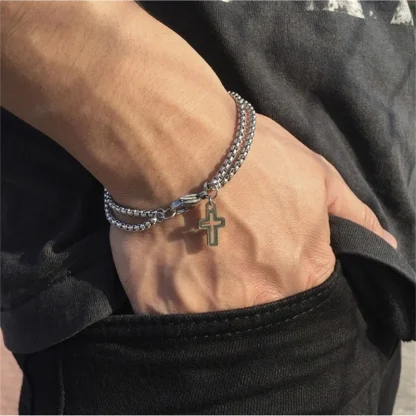 Double Layer Cross Bracelet - Image 4