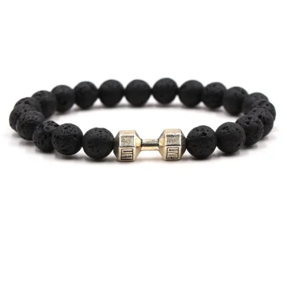 Dumbbell Charm Beads Bracelet - Image 3