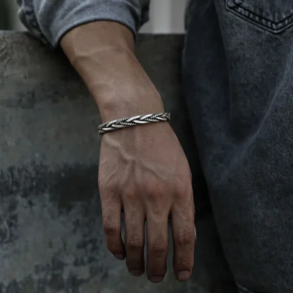Men's Twisted Cuff Bracelet - Image 4