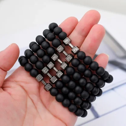 Dumbbell Charm Beads Bracelet - Image 6