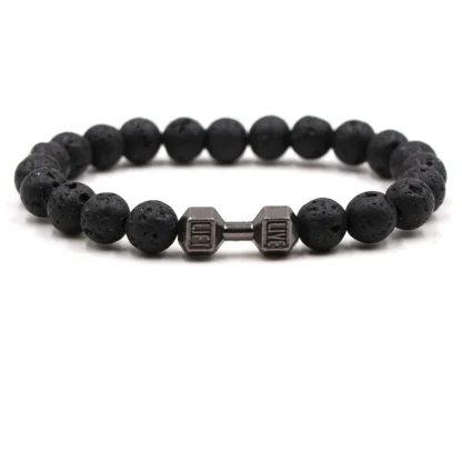 Dumbbell Charm Beads Bracelet - Image 2
