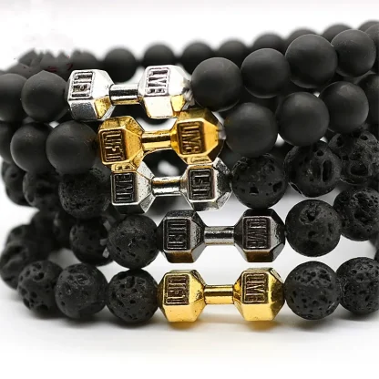 Dumbbell Charm Beads Bracelet - Image 5